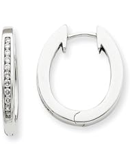14k White Gold Diamond Complete Hinged Hoop Earrings