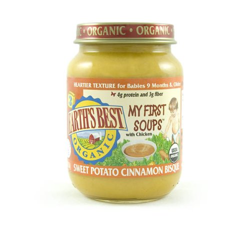 Earth’s Best Junior Baby Food Organic – My First Soup – Sweet Potatoe Cinnamon Bisque, 6-Ounce Jars (Pack of 12)
