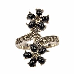 Sterling Silver Black Onyx Gemstone Rings for Women US Size 4 3/4