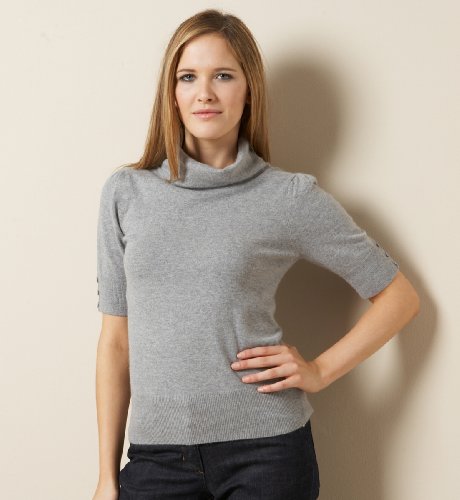Roll Neck Half Sleeve Jumper with Cashmere