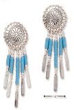 Sterling Silver Small Concho With Turquoise Heshi Earrings