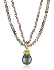 Gabrielle Sanchez Double Strand Tourmaline Nest Set Black Tahitian Pearl Multi-Colored Strand Necklace