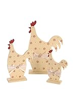 Set de 3 Gallinas Flores & Lazo
