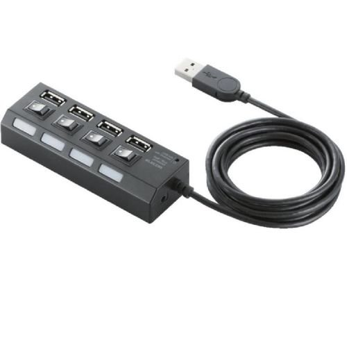 ELECOM USB2.0HUB 個別スイッチ付 セルフパワー 4ポート 2m ブラック U2H-TZS420SBK