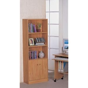4-Tier Bookcase with Storage Cabinet - Maple Finish