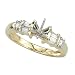 14K Yellow Gold 1/4 ct. Round and Baguette Cut Diamond Semi Mount Engagement Ring