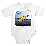 Onesie with ocean, floating, Fish, message, bottle, swimming