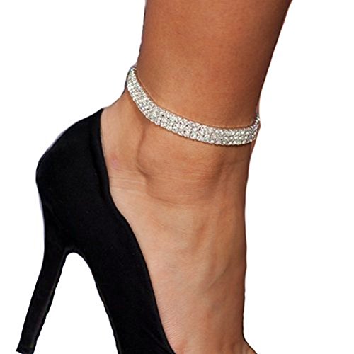 MBOX 3-Row Three Row Crystal Rhinestone Stretch Cz Tennis Ankle Anklet Bracelet Sexy