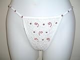 Sequinned G Sequins-String Thong White/Red Swirls/Dots Sequins-MED