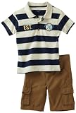 Calvin Klein Boys 2-7 CKS 2-4 Two Piece Short Sleeve Stripe Polo Shirt