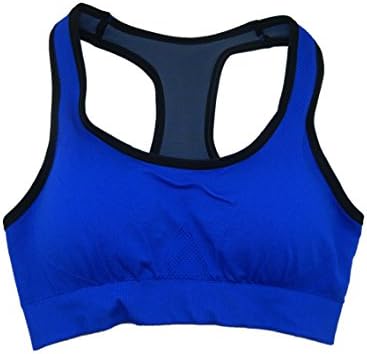 Anymany Lady Girl Female's Comfortable Free Seamless WireFree High Absolute Sports Yoga Bra (L, Blue )