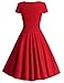 MUXXN Women's 1950s Vintage Short Sleeve Pleated Swing Cocktail Dress