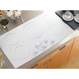 GE Profile: PP962TMWW 36'' Smoothtop Electric Cooktop with 5 Ribbon Elements, Bridge Element, Warmin