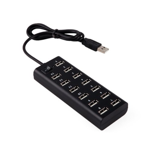 Hde 13-port high speed usb 2.0 hub with on/off switch - black