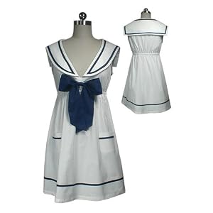 White Sailor Bow Tie Mini Dress