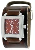 Nemesis #BIN025B Men's Square Premium Wide Leather Cuff Band Watch