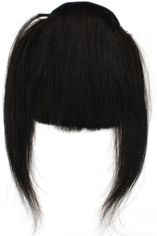 High Quality Clip In/on Front Hair Bang Fringe Human Hair Extensions 40g (1B Off Black)