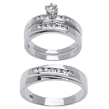 14K White Gold 0.79ct Diamond Trios Wedding Band