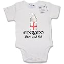 Dirty Fingers  England Born and Fed  Baby & Toddler Short Sleeve Bodysuit / BabyGrow, 0-3 months, White