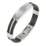 10mm Wide Stainless Steel and Rubber Greek Key Bracelet 8