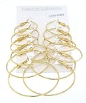 Wholesale Lot of 6 Goldtone Fashion Hoop Earrings