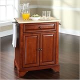 Crosley Furniture LaFayette Natural Wood Top Kitchen Island in Cherry