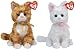 Ty Beanie Baby - Sugar - White sitting cat/Romeo - Tabby sitting cat (Colors May Vary)
