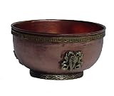 Copper Bowl for Buddhist Altar or Shrine Offering, 3.75 Inches Wide, 2 Inches High with Brass Symbols