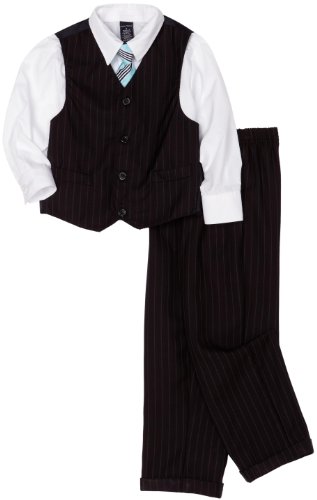 Nautica Dress Up Boys 2-7 Two Color Stripe Vest Set,Navy,4- black friday deal