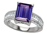 Search : 3.80 cttw 925 Sterling Silver 14K White Gold Plated Genuine Emerald Cut Iolite Engagement Ring - Gold Plated Silver