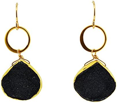 Blue Moon Earrings-Black Druzy