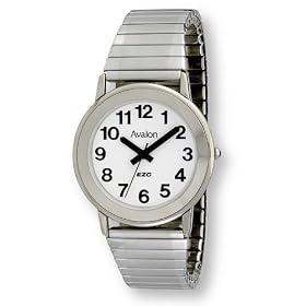 Avalon EZC Ladies Silvertone Fashion Low Vision Watch with Flex Band # 3105S by Avalon