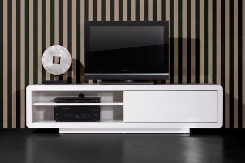 TV Bank - Weiß, hochglanz Lack!, 3 Fächer + Schubkasen, B/H/T ca.: 180 x 45 x 45 cm