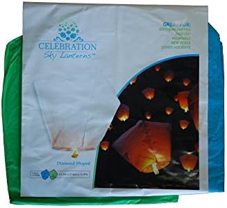 Celebration Sky Lanterns Lantern, Bright Blue and Lime Green, 2-Pack