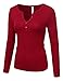 DOUBLJU Sexy Deep V-Neck Henley T-Shirt for Women with Plus Size