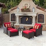 RST Outdoor Cantina Club Chairs with Ottomans and Side Table Set Patio Furniture, 2-Pack