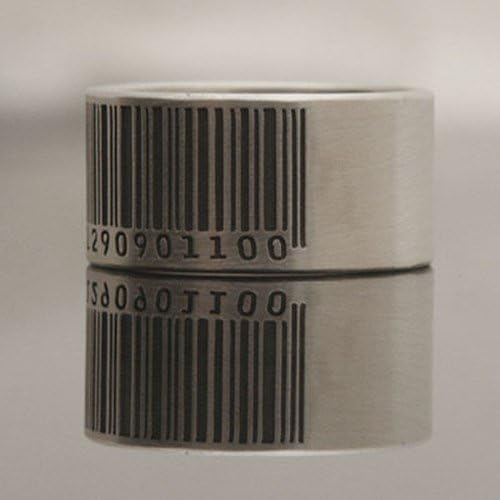 Barcode engraved personalized silver ring
