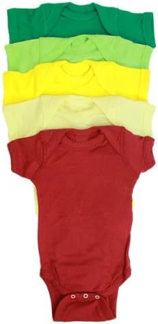 MoonTree Kids 5-Pack Bold Colors Bodysuit (6 Months, Gender Neutrals)