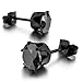Men's Stainless Steel Stud Earrings CZ Black Royal King Crown Round Vintage