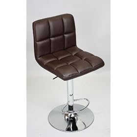 Brown Quilted Leatherette Swivel Bar Stool by Manhattan Modern