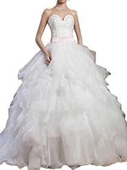 Sweetheart  Organza/Tulle  Ball Gown  Dress with a Chapel Train  With a Ribbon 
