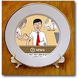 Newscaster and Flu Shot Advisory - 8 Inch Porcelain Plate