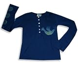 Junk Food - Girls Long Sleeve Henley Tee Shirt, Navy