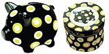 Manual Woodworkers and Weavers Pigs in the City Piggy Bank Black, Yellow and White Polka Dot