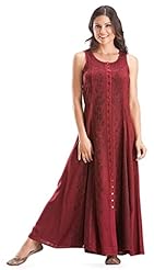 Sophisticated Full-Skirt Embroidered Sheath Maxi Dress  With a Sash 