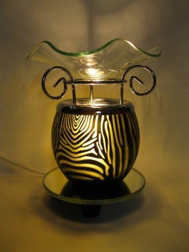 Green and Black Zebra Animal Design Decorative Glass Electric Fragrance Lamp Aromatherapy Oil Warmer/burner Night Light in Gift Box # Mt-028 by ISSR