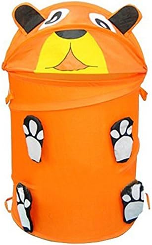 ZooKeepers Kid's Pop Up Laundry Hamper & Toy Storage Basket (Orange Bear)