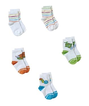Unisex animal and stripe socks - 5pk Newborn

