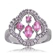 Pink Sapphire & Diamond Four Leaf Clover Ring in 14KT White Gold