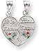 Red/Green Enameled Big Sister/Little Sister Charm, 14K White Gold